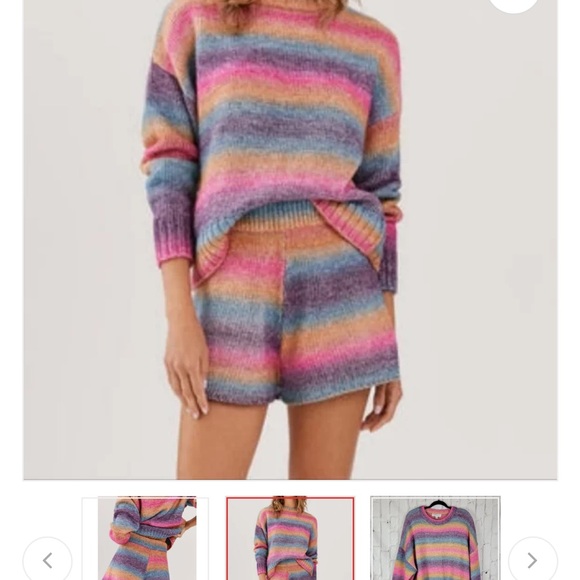 Something Navy Rainbow Sweater and Short Set XS - Picture 1 of 8